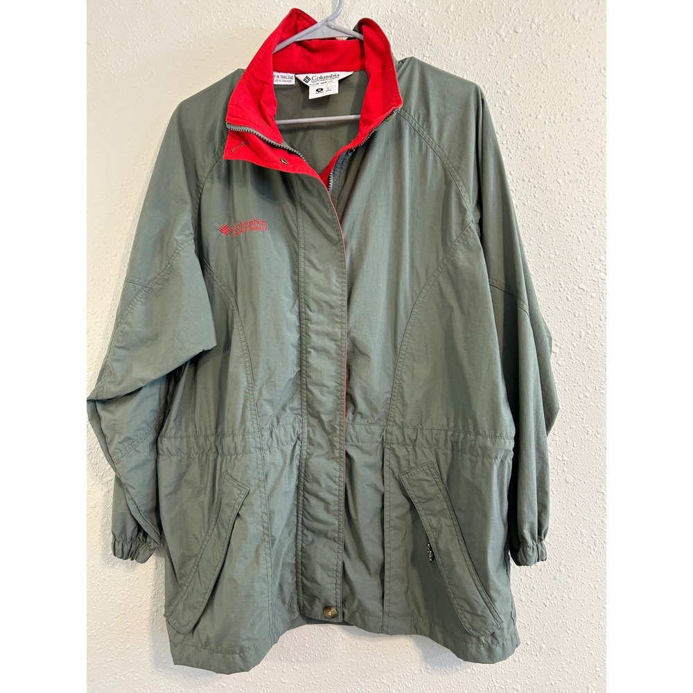 Columbia Vintage 90s Sportswear Women Green Red Trim Jacket Gorpcore Size M